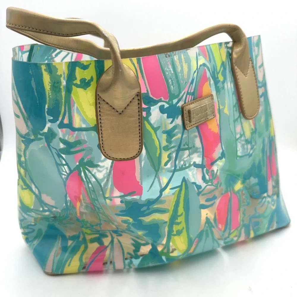 Women Lilly Pulitzer Lighthouse PVC Waterproof Beach Bag Tote